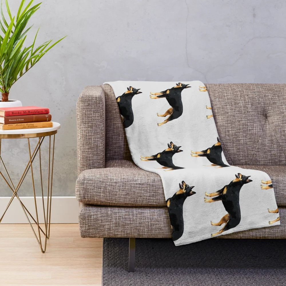 Kelpie plush blanket with Australian black and tan dog breed
