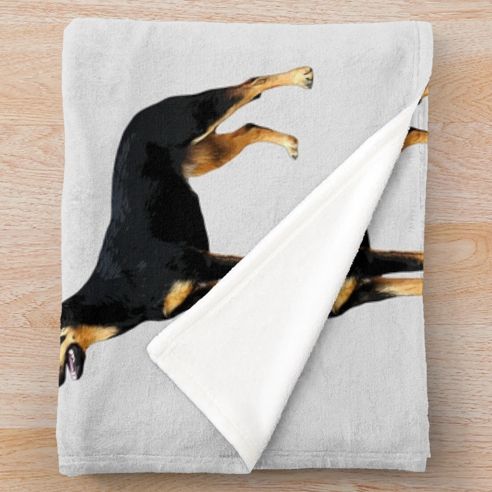 Kelpie plush blanket with Australian black and tan dog breed