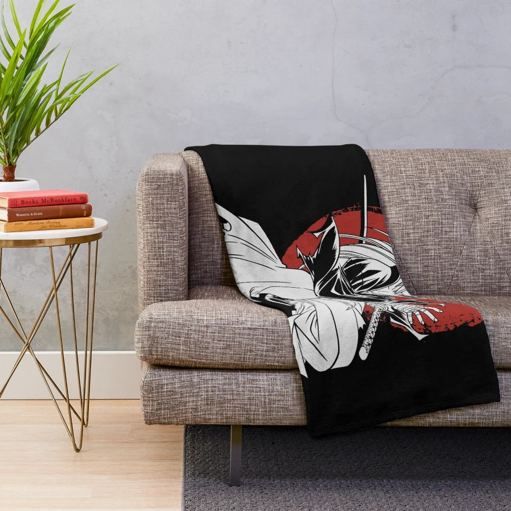 Kenshin Himura inspired plush blanket featuring the iconic samurai character
