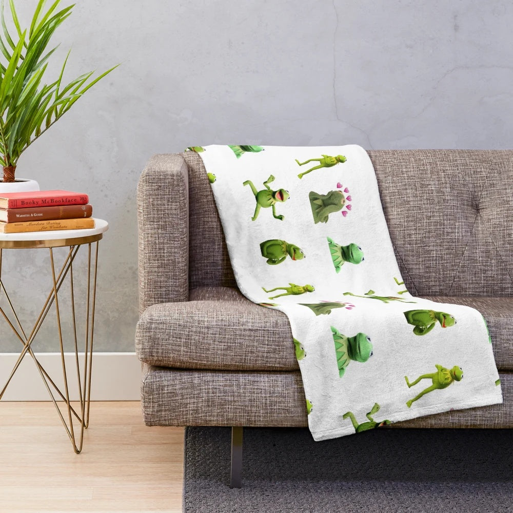 Kermit the Frog themed plush blanket with popular meme design