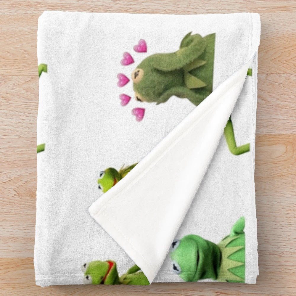 Kermit the Frog themed plush blanket with popular meme design