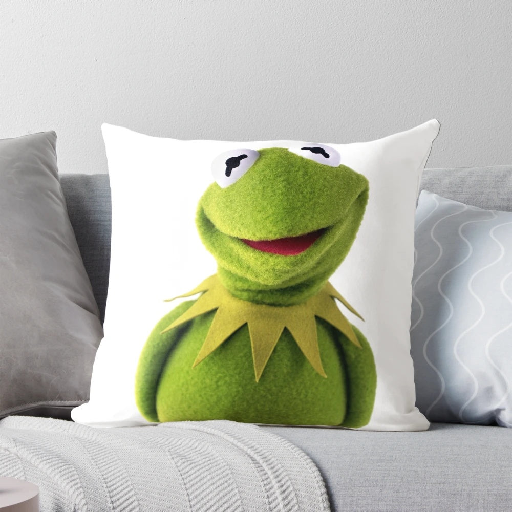 Soft, green plush pillow featuring the iconic Kermit the Frog character from the Muppets