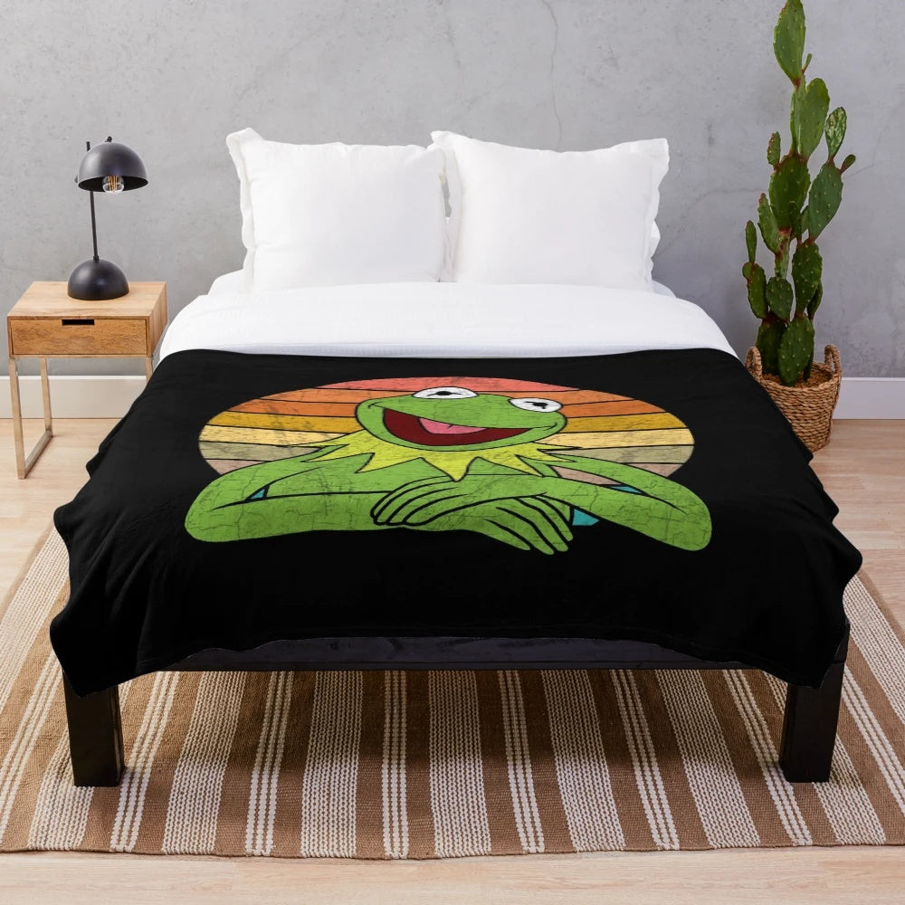 Kermit the Frog plush blanket featuring the iconic Muppets character