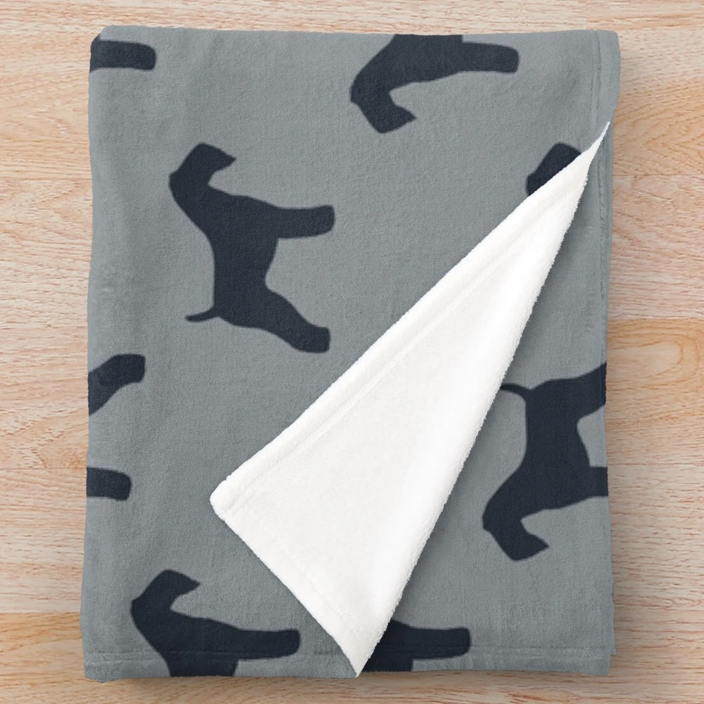 Soft and plush blanket featuring the silhouette of a Kerry Blue Terrier