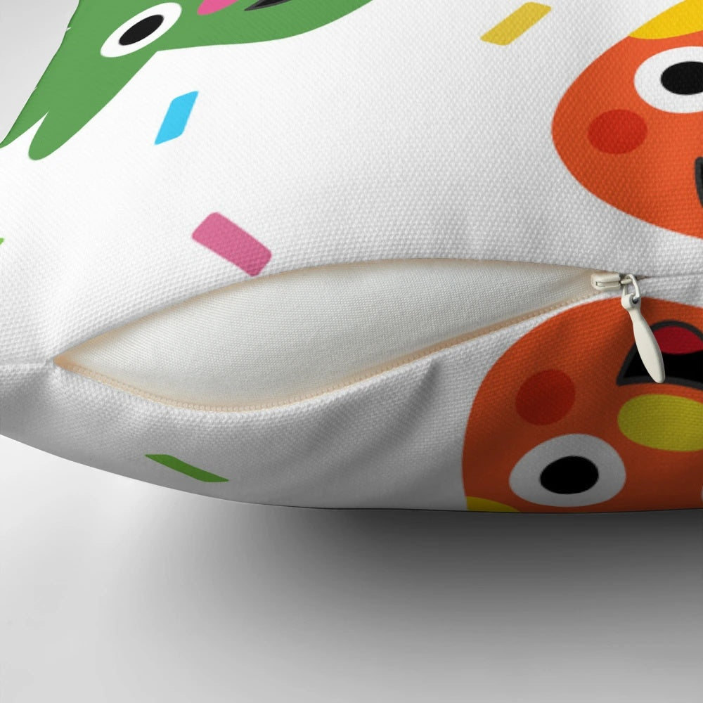 Soft and plush pillow featuring whimsical music-themed designs, perfect for children's bedrooms and play areas.