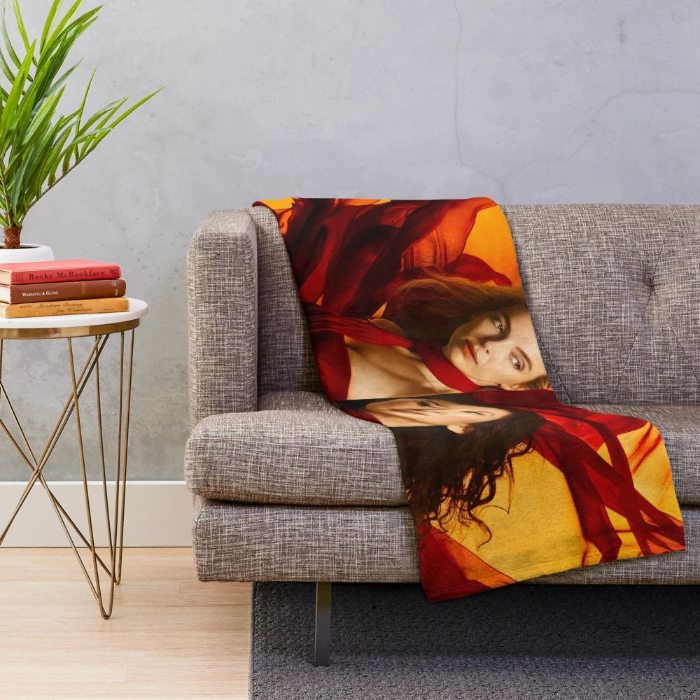 Killing Eve inspired plush blanket with characters Villanelle and Eve