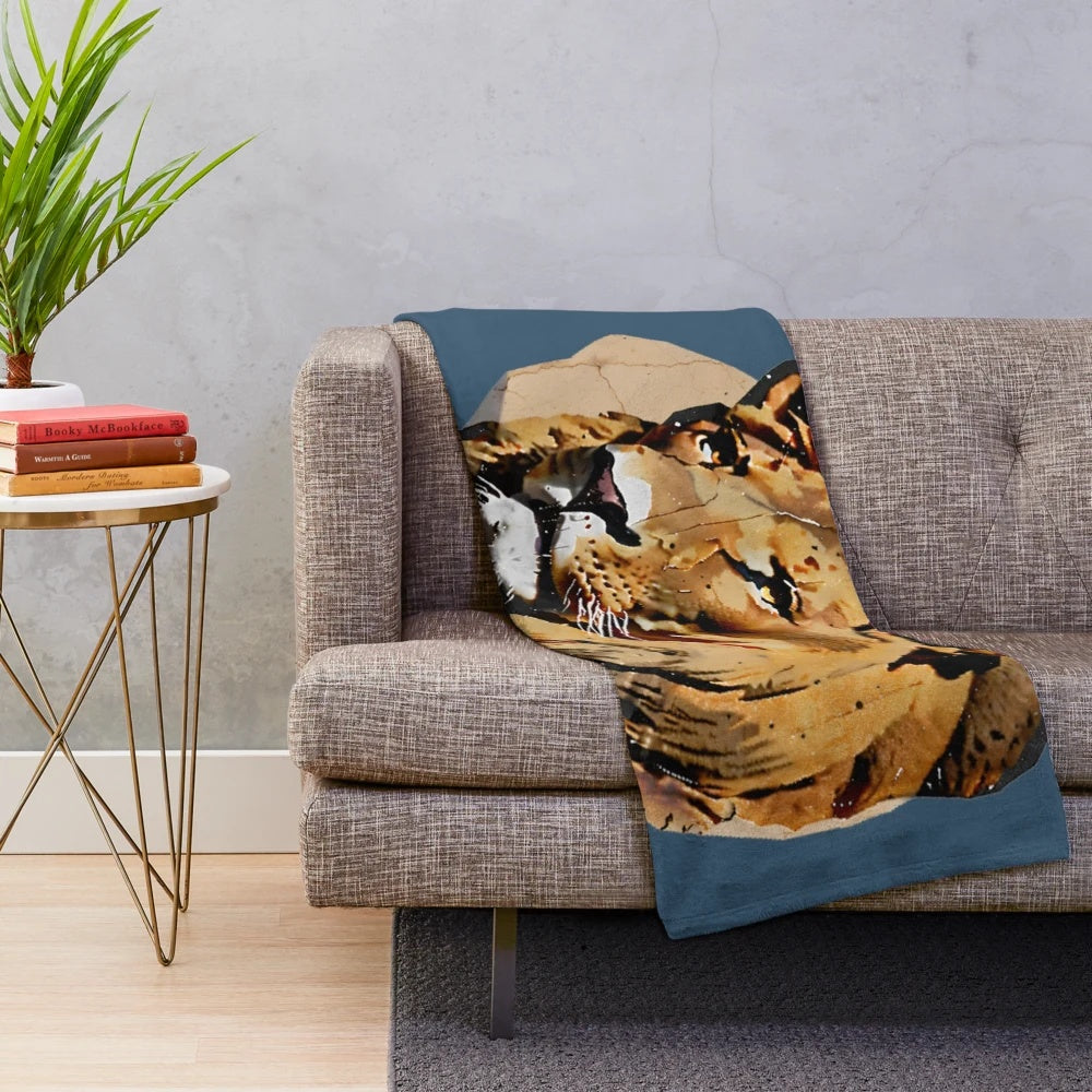 Plush blanket featuring a lion design, the "king of animals