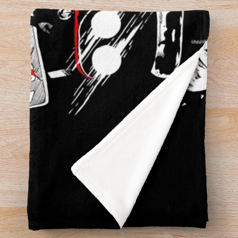 Cozy plush blanket with horror movie theme