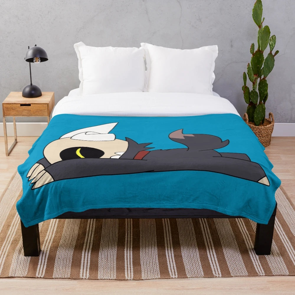 King size plush blanket with demon-inspired design