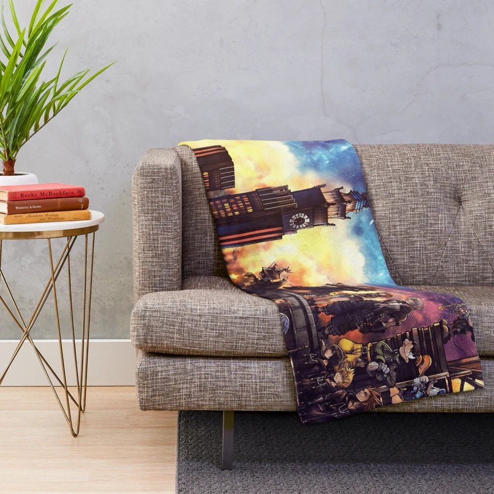 Kingdom Hearts-inspired plush blanket featuring the iconic town