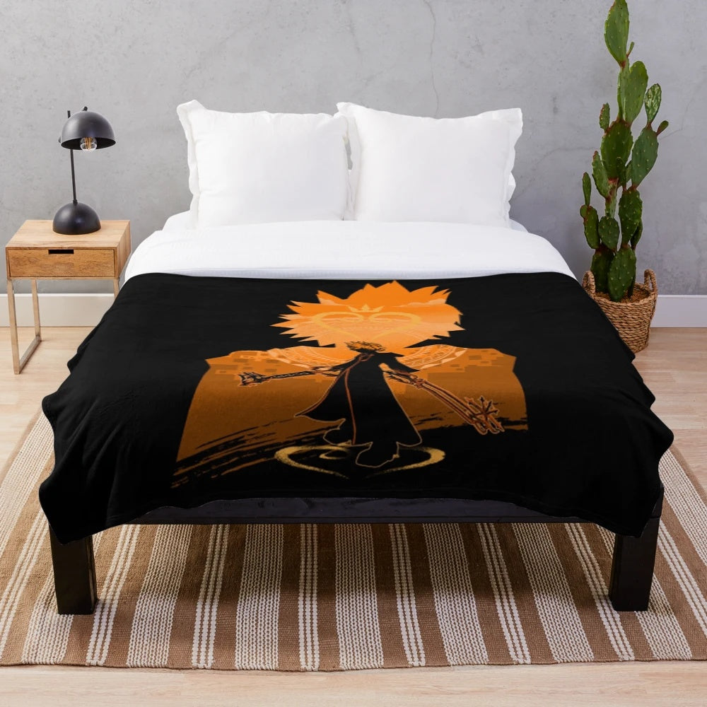 Kingdom Hearts inspired plush blanket featuring characters from the popular video game series
