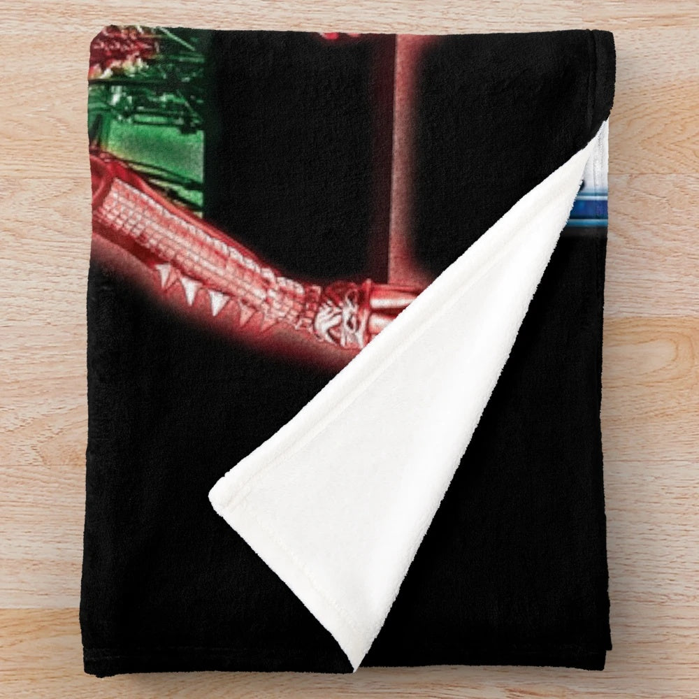 KISS band inspired plush blanket with the iconic KISS band members