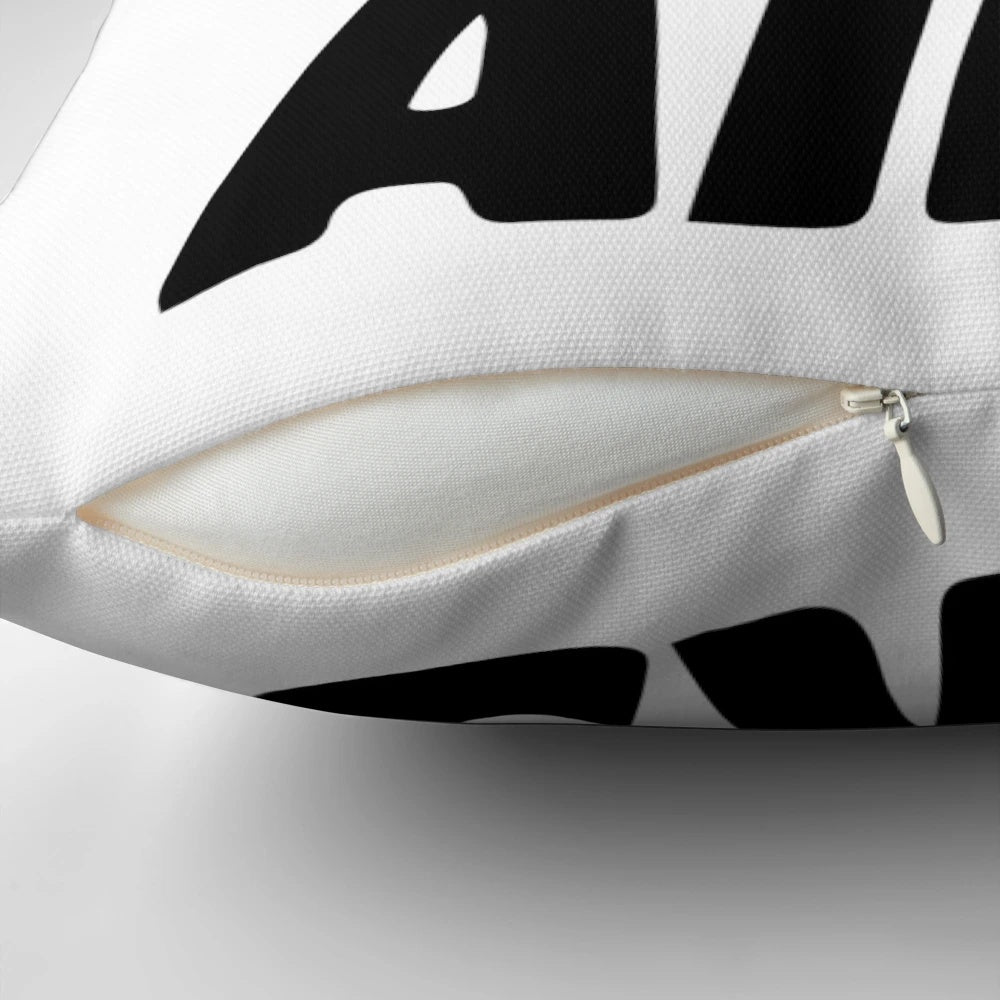 A plush, cozy pillow featuring the "Kiss My Airs" typography design, perfect for sneaker enthusiasts and hypebeast-inspired home decor.