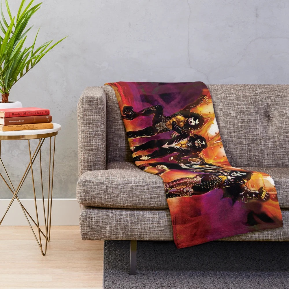 Soft and comfortable plush blanket featuring the iconic KISS band logo and artwork