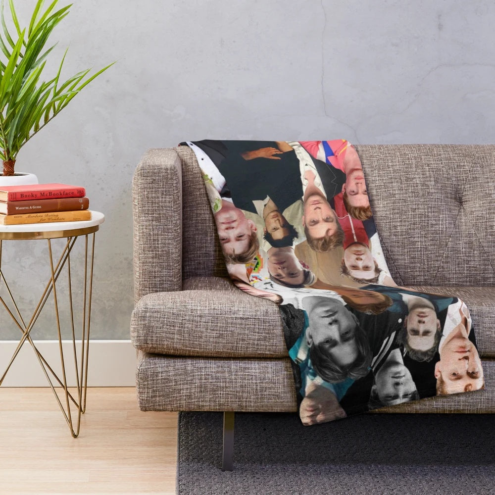 Plush blanket featuring a collage of photos of actor Kit Connor