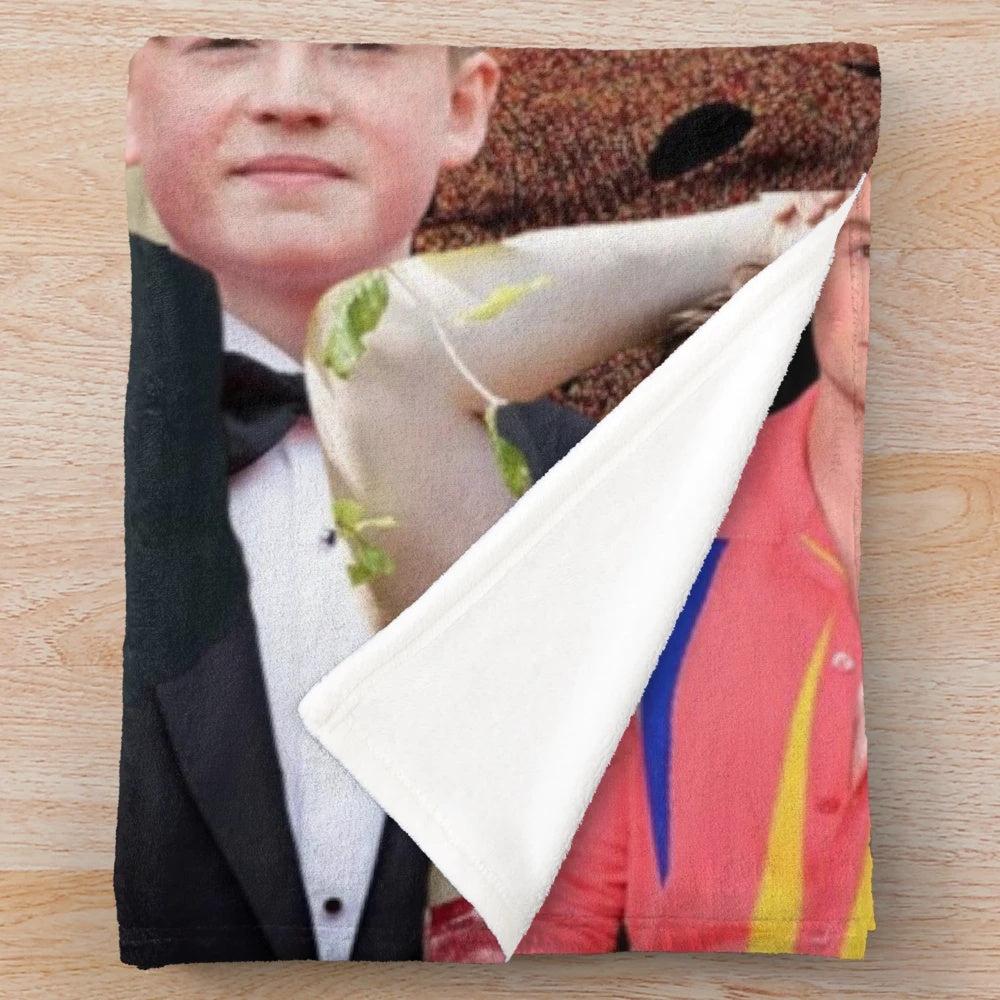 Plush blanket featuring a collage of photos of actor Kit Connor
