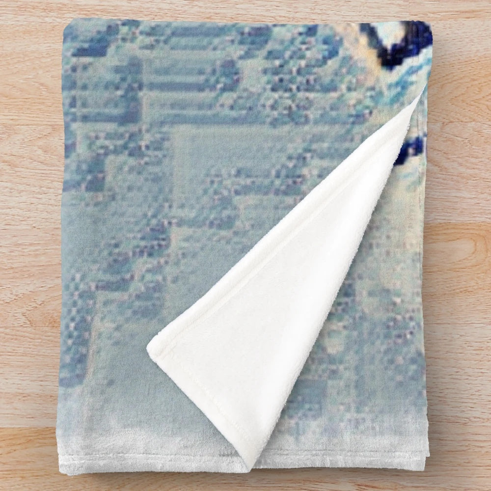 Kite surfer plush blanket with blue and white design