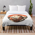 Kitsune plush blanket featuring a cute and mythical Japanese fox spirit