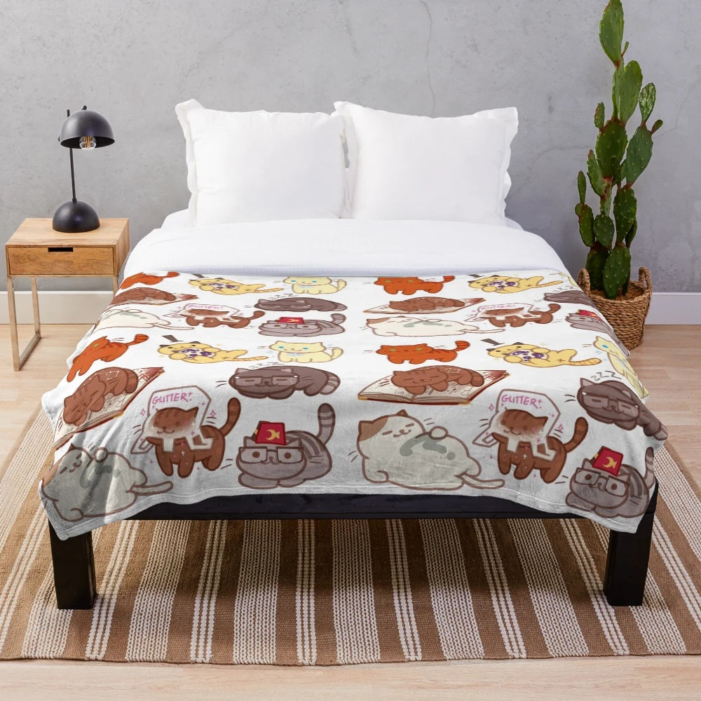 Kitty Falls inspired plush blanket with cute cat design