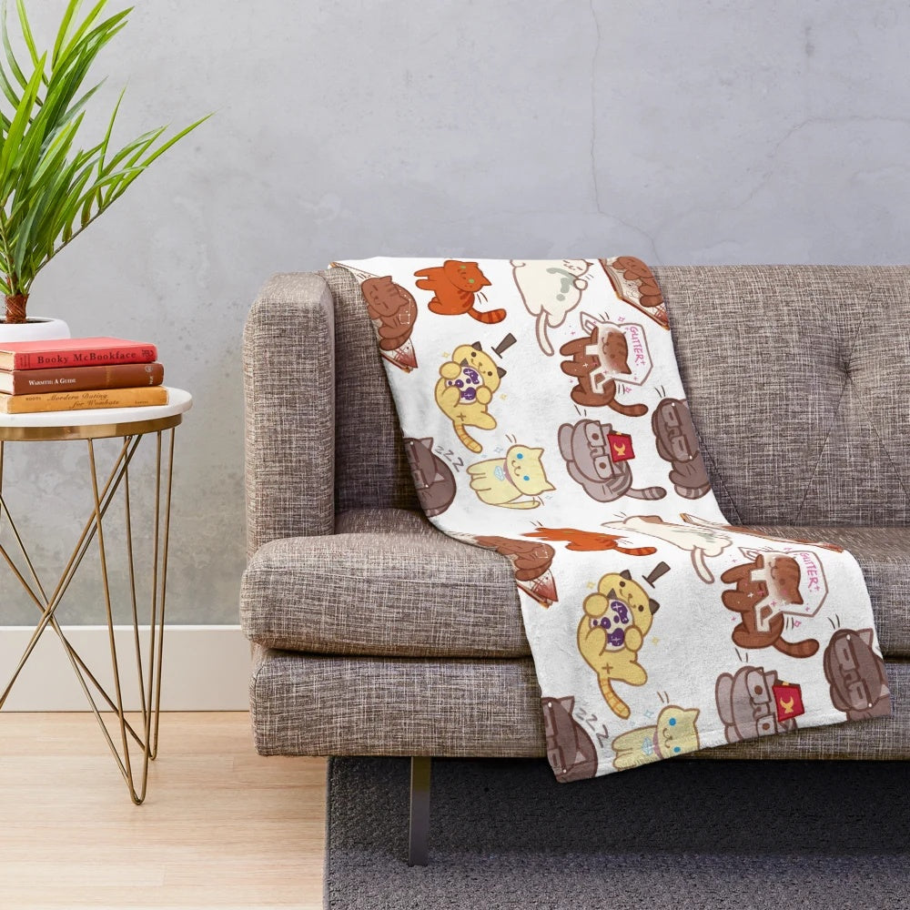 Kitty Falls inspired plush blanket with cute cat design