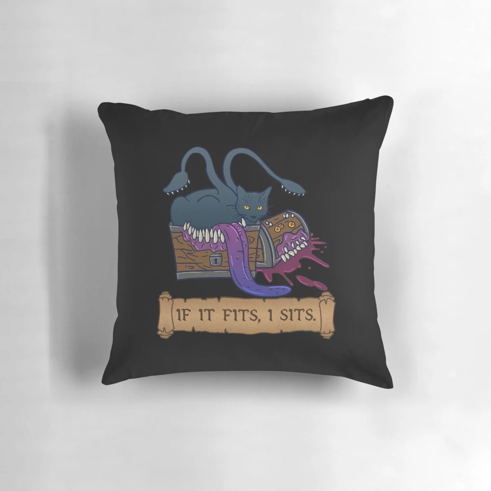 A plush, comfortable pillow featuring a whimsical cat design perfect for tabletop gaming enthusiasts.