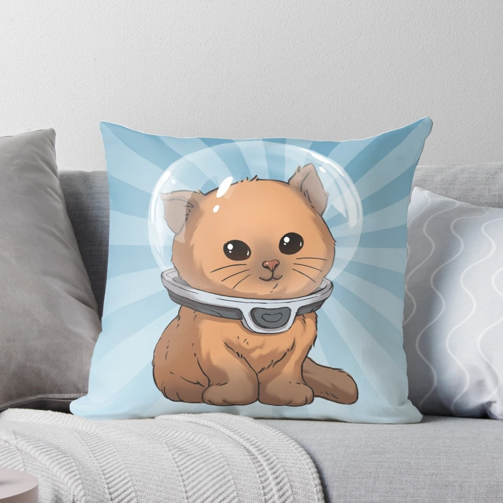 Soft, cuddly kitty-themed throw pillow for a cozy and relaxing home environment.