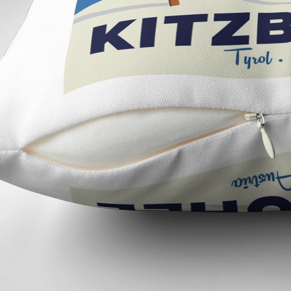 Pillow featuring a scenic winter landscape of the Kitzbühel mountains in Austria