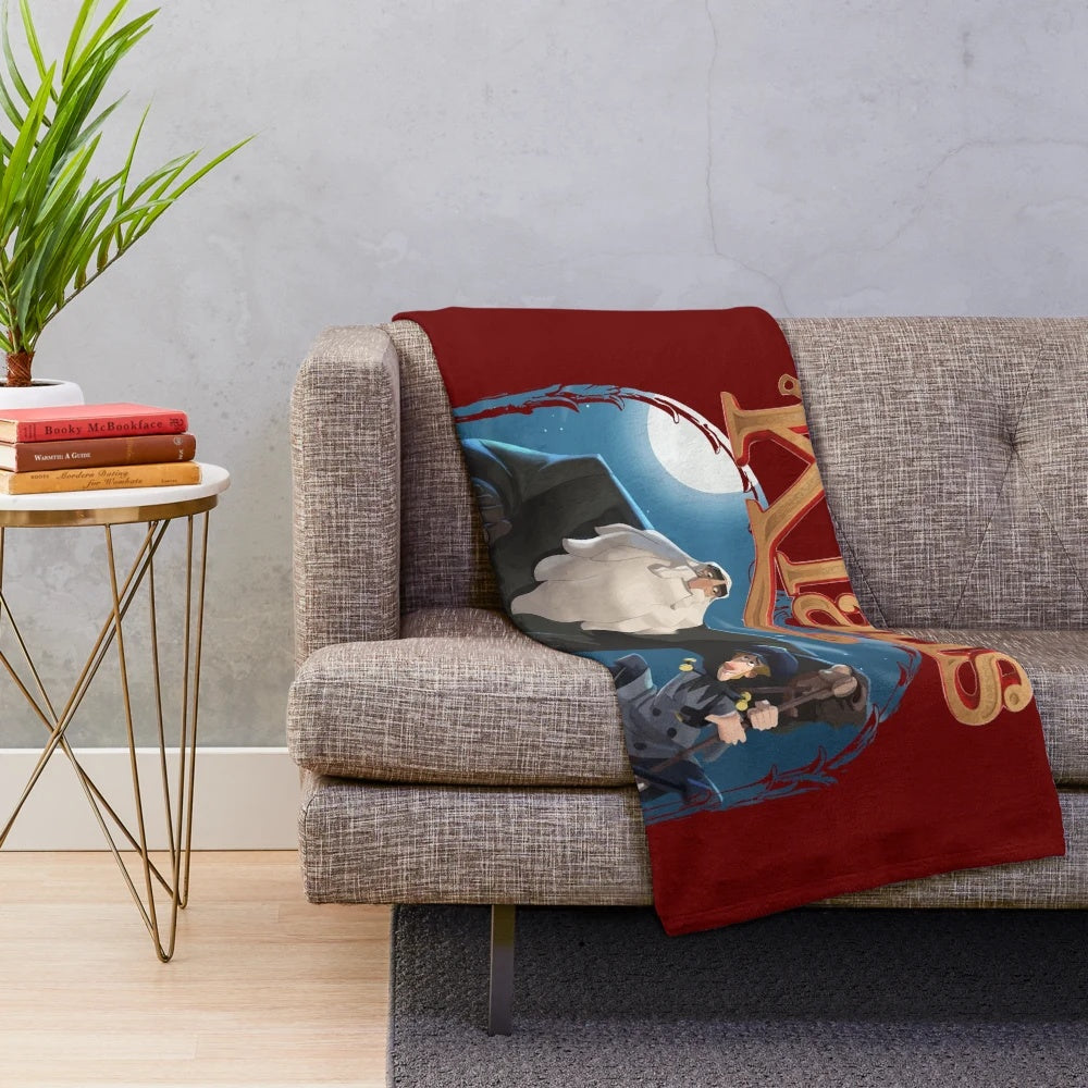 Klaus and Jesper from the Netflix Christmas movie plush blanket