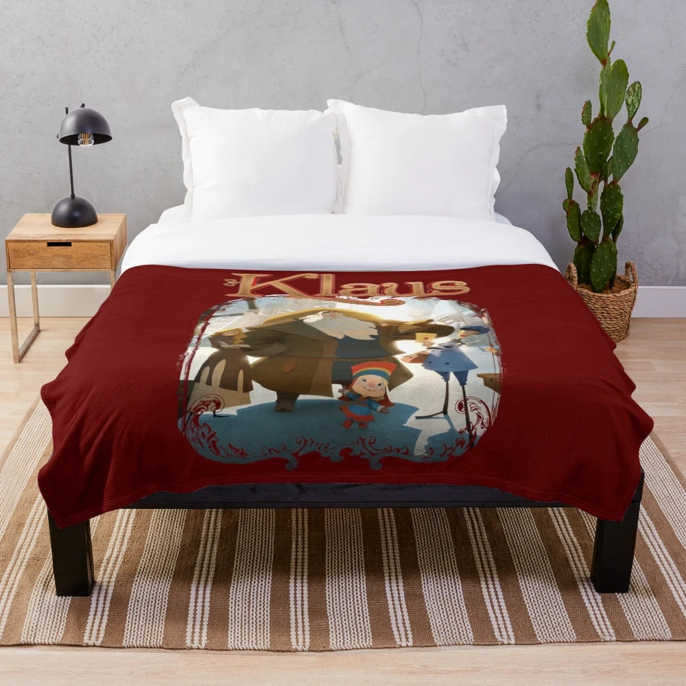 Klaus-themed plush blanket with cozy, soft material