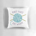 Knit Fast Die Warm Pillow - Cozy home decor for knitters