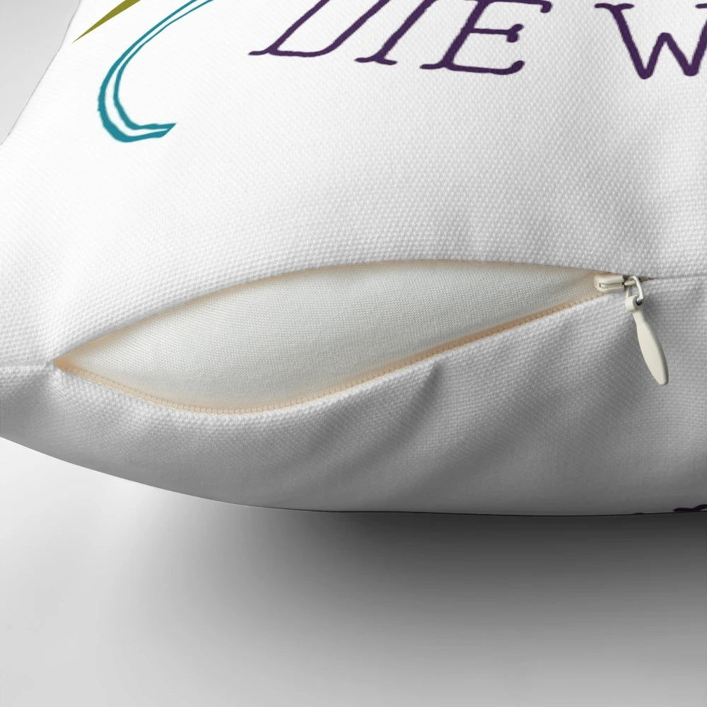 Knit Fast Die Warm Pillow - Cozy home decor for knitters