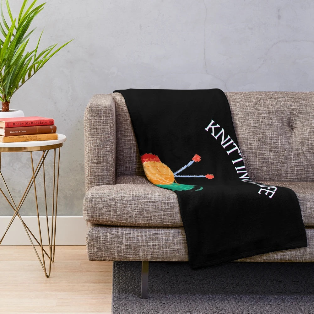 Cozy knitted plush blanket in a warm color