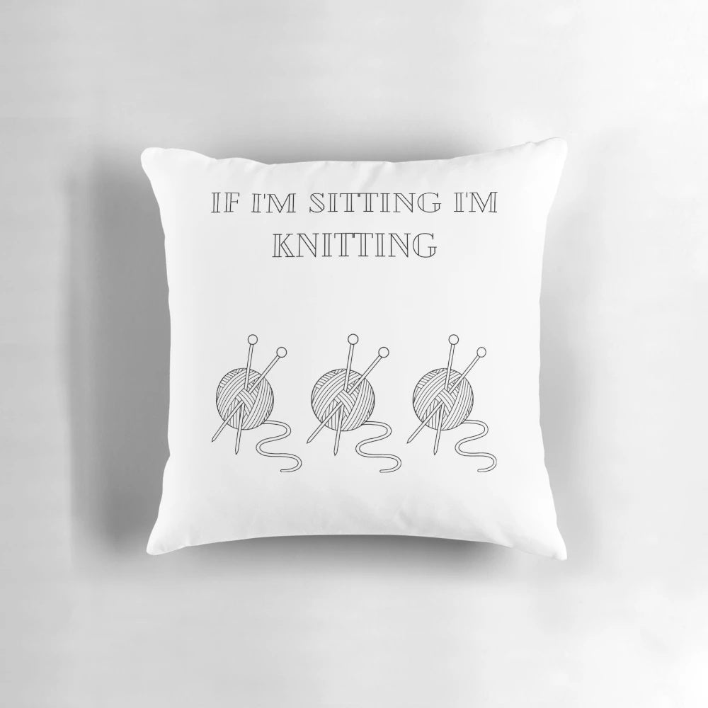 A cozy and stylish knitting-themed pillow for knitters and yarn lovers.