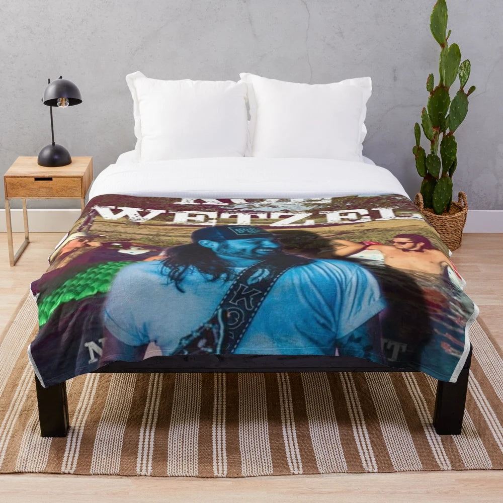 Koe Wetzel inspired plush blanket featuring western country music design