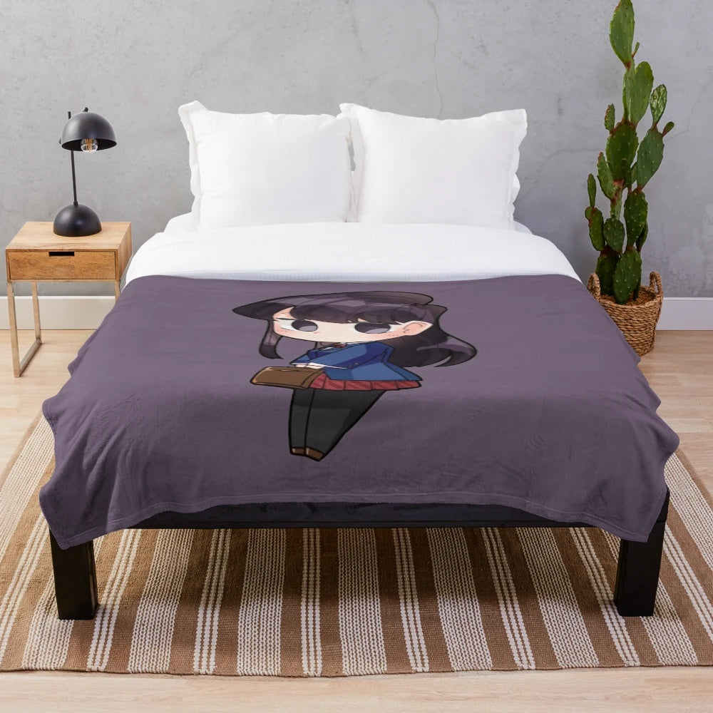 Komi Can't Communicate chibi plush blanket, featuring the main character Shouko Komi in a cute and kawaii design.