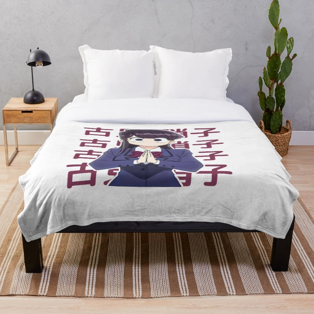 Komi-san inspired plush blanket featuring the adorable character