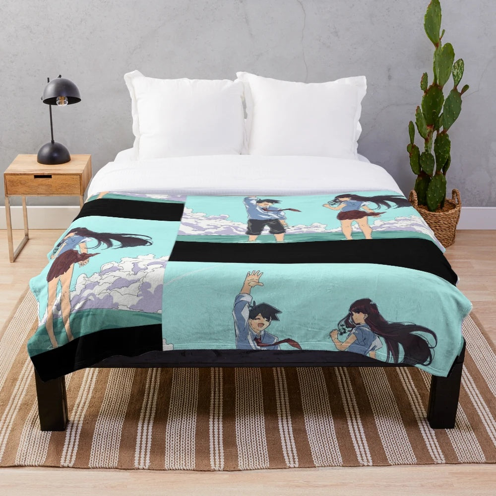 Komi San and Tadano Themed Plush Blanket for Anime Lovers