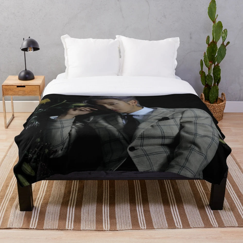 Soft and Stylish RM-Inspired Plush Blanket for Korean Pop Music Fans