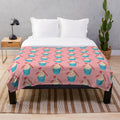 Cozy plush blanket featuring a finger heart design and Korean text "saranghae