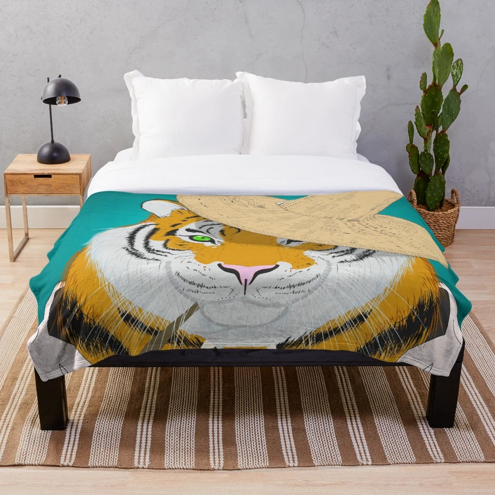 Soft and cuddly tiger-themed plush blanket inspired by Korean culture
