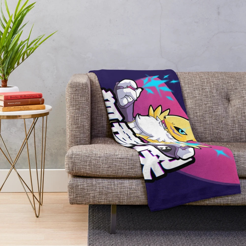 Koyotetsu plush blanket with anime Digimon fanart design
