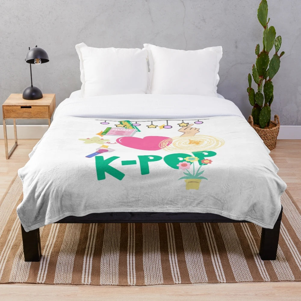 Kpop plush blanket with music theme
