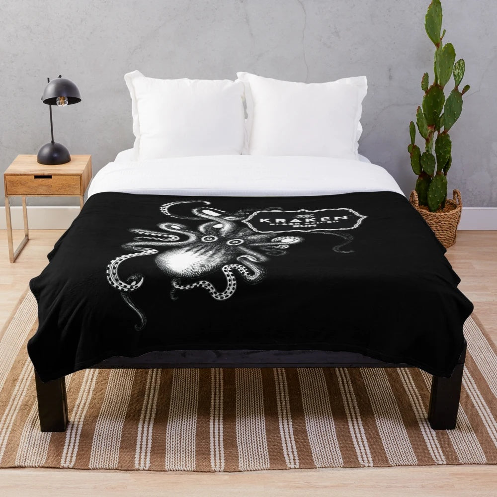 Kraken Rum plush blanket with sea monster design