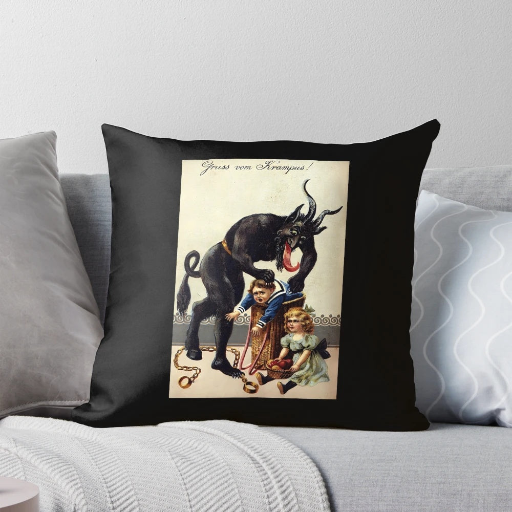 Decorative 396 Gruss Vom Krampus Pillow with Krampus Creature Design