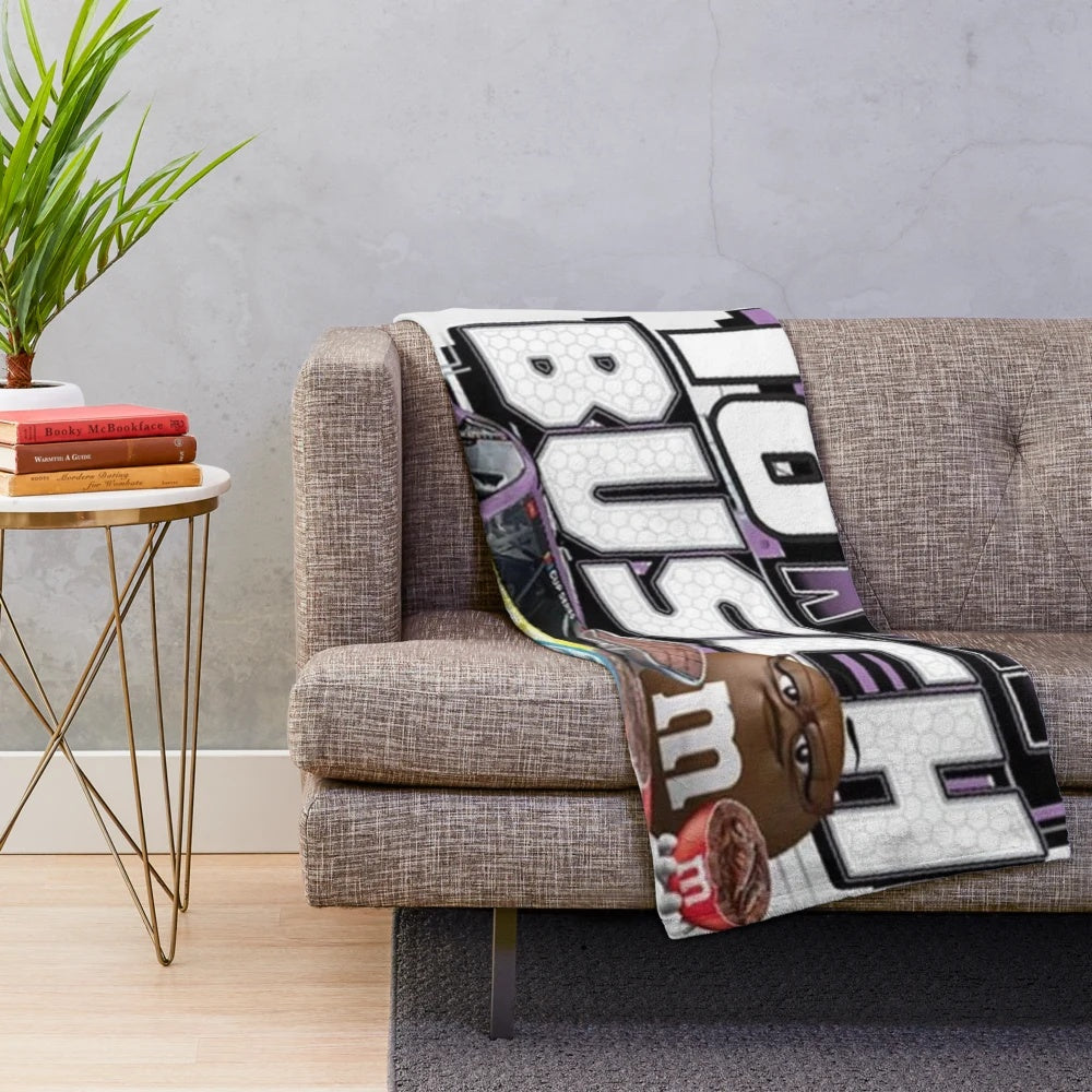 Kyle Busch-inspired plush blanket for auto racing enthusiasts