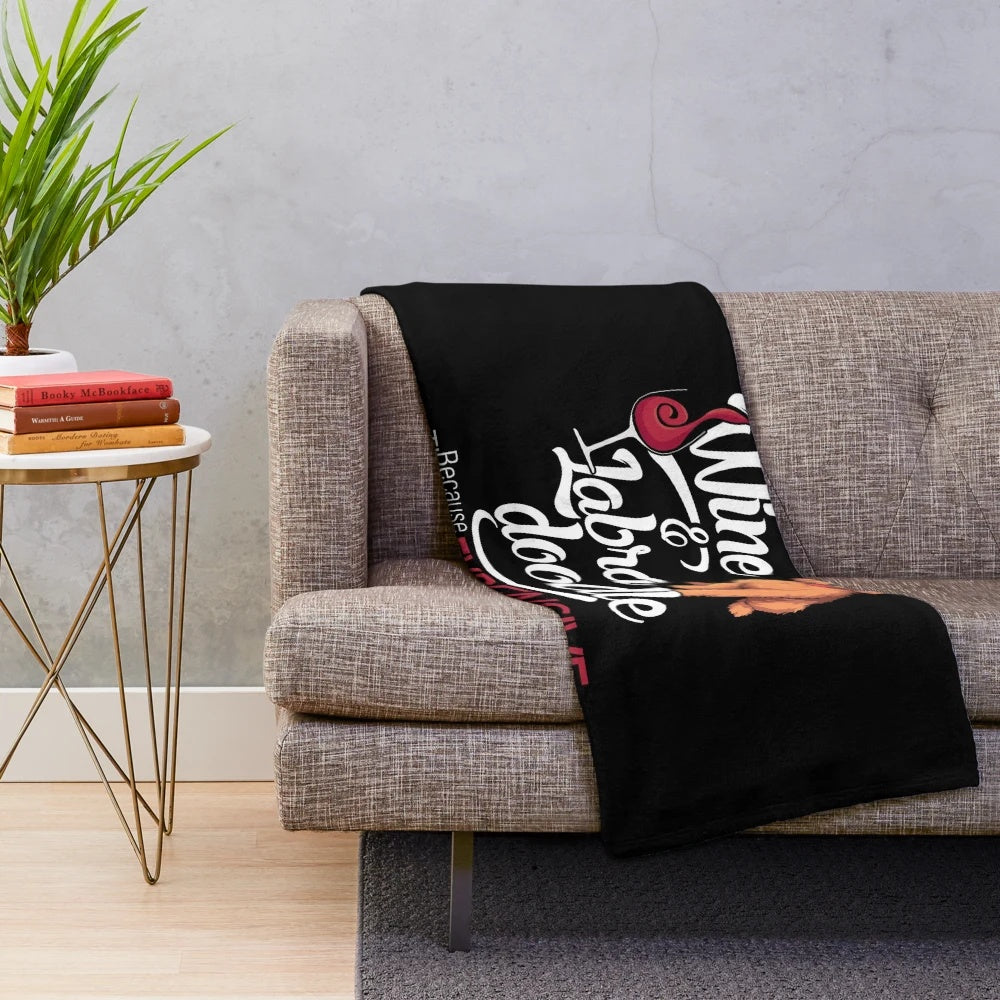 Soft and plush labradoodle and wine-themed blanket for dog lovers