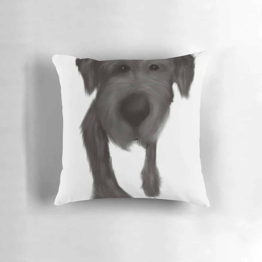 Soft, plush pillow featuring a cute labradoodle design, perfect for dogs and pet owners.
