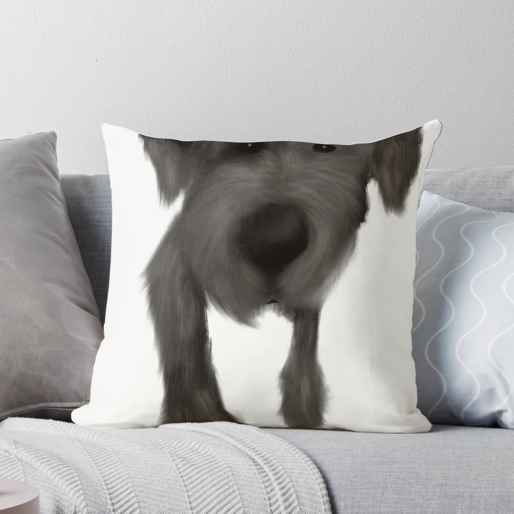 Soft, plush pillow featuring a cute labradoodle design, perfect for dogs and pet owners.