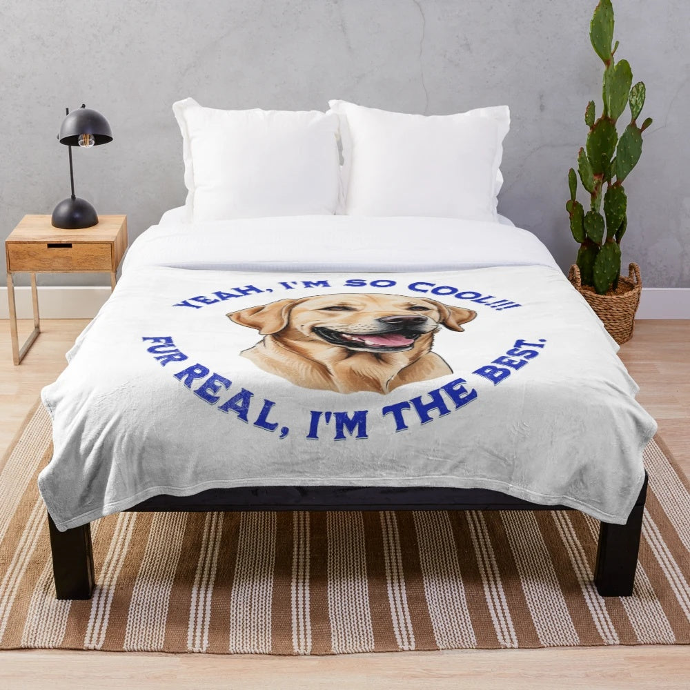 Labrador Retriever dog on a soft and plush blanket