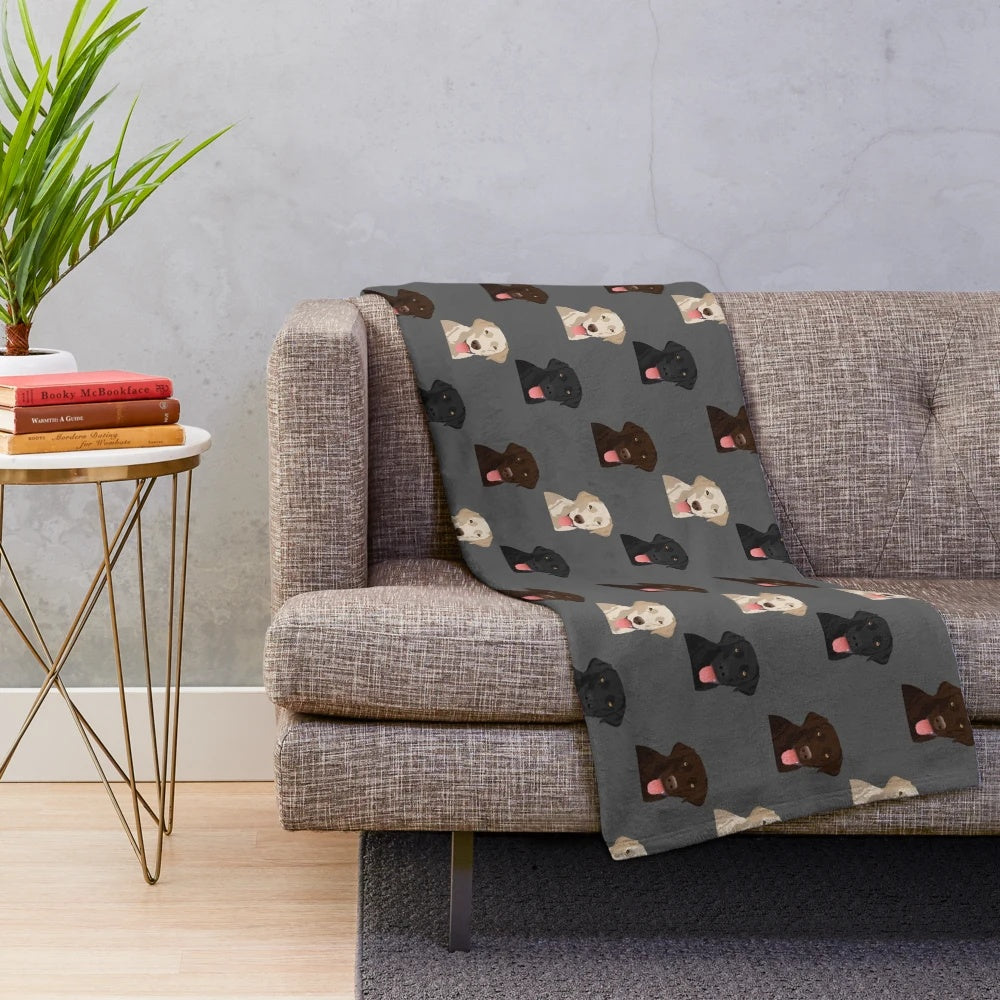 Labrador retriever plush blanket with dog art design